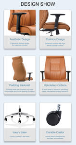 Bán buôn trung trở lại Nâu PU da phòng chờ 4 chân điều hành hội nghị khách truy cập văn phòng họp ghế - Product Image 2