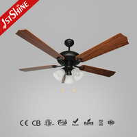 Ventilateur de plafond 1stshine Decor Home 52 pouces, style classique, 5 pales, avec abat-jour en verre et lumière à chaîne