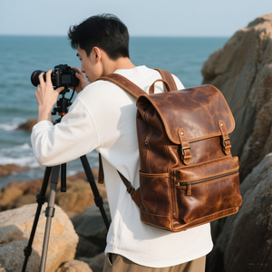 Nhà Sản Xuất Tùy Chỉnh Retro Người Đàn Ông Của Chính Hãng Da DSLR Máy Ảnh Kỹ Thuật Số Ba Lô Cho Các Nhiếp Ảnh Gia Du Lịch Chụp Ngoài Trời Hàng Ngày Mang Theo - Product Image 1