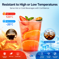 Gobelet jetable en PP de 360 ml pour boissons froides, gobelet à boba transparent de 90 mm, pour thé au lait à emporter, impression personnalisée disponible pour les fêtes