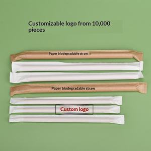 Eco Friendly Disposable <b>Paper</b> Straws Biodegradable Individually <b>Wrapped</b> Wide Drinking Straws Bubble Milk Tea with Custom Logo - Product Image 3