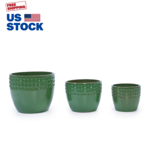 Envío Gratis, Stock en EE. UU., Envío Rápido en 3 Días, Juego de 3 Macetas de Cerámica con Diseño Moderno y Versátil, Hechas a Mano para Interiores y Exteriores - Product Image 1