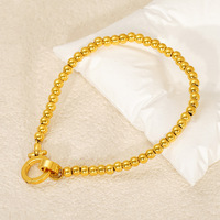 Lateefah Simple Fashion Femmes Perles Imperméables OT Fermoir Chaîne Acier Inoxydable Or Bracelets
