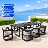 Ensemble de salle à manger moderne en aluminium pour l'extérieur, mobilier de jardin avec table et chaises en métal pour patio, cour, hôtel, complexe hôtelier
