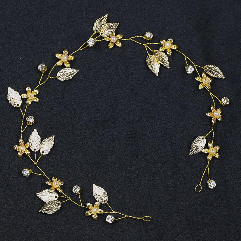 Golden Leaf Hair Accessory Hairband Wedding Dress Accessory Hot Sale in Europe and American