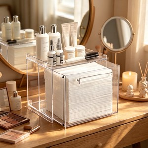 Boîte à mouchoirs en acrylique, support de rangement transparent et étanche pour salle de bain, usage domestique, grande capacité, design minimaliste - Product Image 2