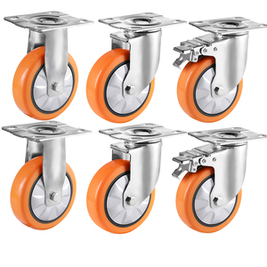 Ruedas giratorias industriales medianas de 4, 5 y 6 pulgadas <span class=keywords><strong>para</strong></span> uso de <span class=keywords><strong>muebles</strong></span>, rueda giratoria naranja, ruedas universales de PU, ruedas giratorias - Product Image 1