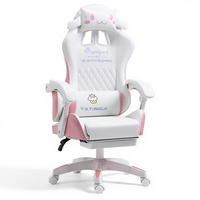 Chaise de jeu ergonomique rose réglable en hauteur avec repose-pieds, style course, pivotante, directement de l'usine chinoise