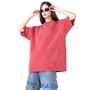 เสื้อยืดคอกลมแขนสั้น100% ผ้าบาติกขนาดใหญ่สไตล์ยุโรปอเมริกัน300กรัมผ้าคอตตอนทอดเค็มถัก - Product Image 5