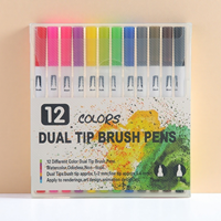 Lot de marqueurs à double pointe, pinceaux aquarelle, pour dessin et lettrage, marqueurs à clic multicolores avec logo