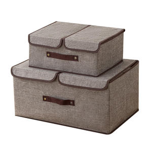 Modern Non-woven Foldable Large Capacity Rectangular <b>Storage</b> Box Double Layer with Lid - Product Image 1