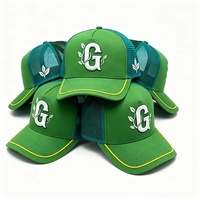 Casquette Trucker en Maille Personnalisée avec Broderie en Relief Lettre G et Motif Feuille, 5 Panneaux, Visière Courbe, pour Randonnée, Voyage, Décontractée, Unisexe
