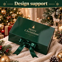Boîtes cadeaux magnétiques de luxe personnalisées avec ruban vert brillant, fermeture magnétique, grandes boîtes pour bougies, boîte cadeau magnétique XXL pour Noël