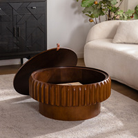 Table basse décorative OVS 37,4 pouces en bois massif MDF, style Mid-Century, avec plateau ondulé côtelé, durable, pour salon et appartement