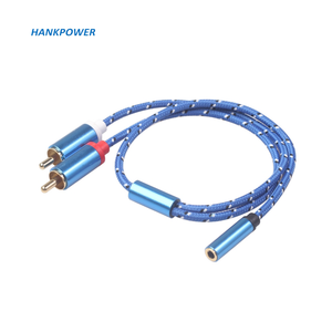 Liga de alumínio Shell 2 em 1 3.5mm fêmea para 2 <span class=keywords><strong>RCA</strong></span> macho potência amplificador Subwoofer áudio adaptador cabo - Product Image 6