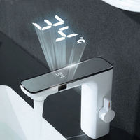 Robinet mitigeur d'eau de luxe intelligent à affichage numérique LED capteur sans contact robinets de lavabo automatiques vanne en céramique pour robinets de salle de bain