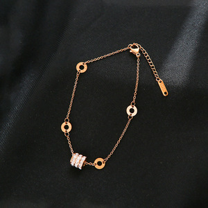 Gold Color Diamond Inlaid Small Waist <b>Chain</b> Link <b>Titanium</b> Steel Bracelet Women's Non-Fading Luxury Internet Popular Jewelry Cold - Product Image 4