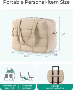 Wholesale Factory Custom Waterproof Soft Nylon Fluffy Quilted Gym Handbag Outdoor Puffer Travel Tote <b>Bag</b> with Shoe <b>Compartment</b> - Product Image 5