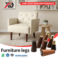 Pieds de meubles en bois massif de qualité commerciale XUDAN, pieds coniques pour canapé avec embouts métalliques pour canapé moderne, armoire, fauteuil