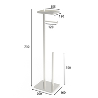 Support de papier toilette moderne de luxe en acier inoxydable chromé à double barre, porte-papier toilette argenté