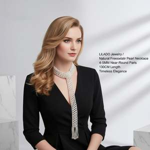 Collar de Perlas de Agua Dulce Naturales Largas WENCHI, Elegante Collar de Perlas de 800g - Product Image 6