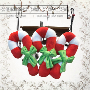 Quietschendes Hundespielzeug, Cartoon-Weihnachtszuckerstange, Luxuriöses Plüsch-Interaktivspielzeug - Product Image 2