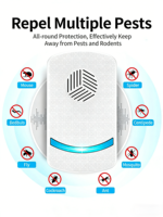 Répulsif Électrique à Ultrasons Portable à Brancher pour Souris Rats Moustiques Fourmis Araignées Contrôle des Rongeurs Intérieurs