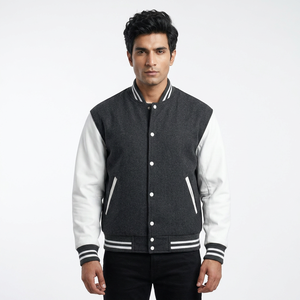Chaqueta Varsity Transpirable de Color Sólido para Hombre, Nuevo Diseño 2025, Tallas Grandes, Chaquetas Varsity para Hombre para Exteriores - Product Image 1