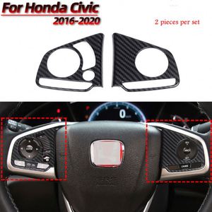 Untuk Honda Civic Generasi ke-10 2016 2017 2018 2019 2PCS Stiker Tombol Setir Serat Karbon Panel Saklar Dekorasi Trim Cover - Product Image 1