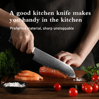 7 inch Santoku-mes professioneel Damascus staal keukenmes voor het snijden van groenten met ergonomische hars handvat