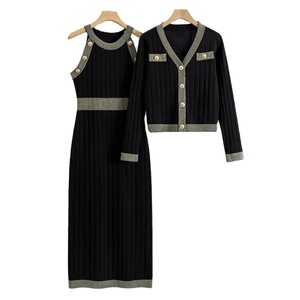 Gonna lunga personalizzata 2 pezzi completo maglione invernale a trecce in <span class=keywords><strong>maglia</strong></span> pesante set da donna abiti Casual da donna - Product Image 1