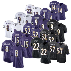 Nouveaux shorts brodés pour hommes 2026 Baltimore 8 Lamar Jackson 22 Derrick Henry 0 Roquan Smith 4 Zay Flowers Kyle Hamilton - Product Image 1