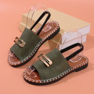 Nuovi <span class=keywords><strong>Sandali</strong></span> Piatti da <span class=keywords><strong>Donna</strong></span> con Fascia Elastica in Tessuto e Decorazione Metallica K807, <span class=keywords><strong>Sandali</strong></span> da Spiaggia con Punta Aperta - Product Image 5