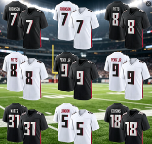 Vente en gros de maillots de football américain brodés <span class=keywords><strong>Atlanta</strong></span> noirs # 9 Michael Penix Jr. # Uniforme de football 18 Kirk Cousins - Product Image 1