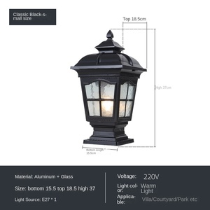 Luces de poste solares impermeables para exteriores, iluminación decorativa LED, luces de pilar para cubierta, Patio, jardín, cerca de patio, clasificación IP65, Base E27 - Product Image 5