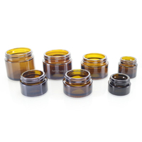 Pot en verre ambré brun vide de luxe à large ouverture, rond, rechargeable, pour crème pour les yeux, crème pour le visage, mini 5g 10ml, avec couvercle noir