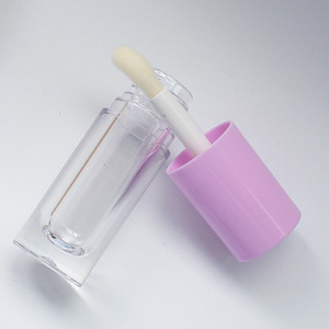 Straight Round Shape Thick Wall 6ml Big Wand Big Brush Lip Gloss TubeYellow Lid Liquid Lipstick <b>Tubes</b> Custom logo - Product Image 2