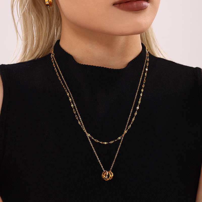 Senior Olive Green Zircon Necklace Female