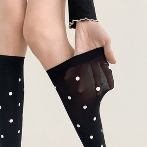 Chaussettes hautes tendance à pois 2026, style japonais JK, chaussettes longues en maille transparente blanches, chaussettes de mollet pour filles Sweet Lolita - Product Image 4