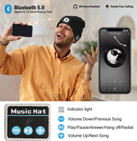Faro invernale con risvolto caldo in maglia illuminata per 5.0 cappello musicale senza fili per fari ricaricabili sportivi