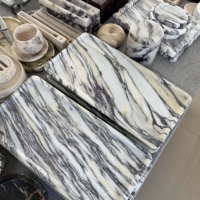 Stonekocc 40*20cm 100% Marbre de luxe Calacatta Viola d'Italie sculpté, boîte de rangement à compartiment unique pour bijoux, cuisine et salle de bain
