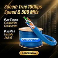 Cable de Red UTP Cat6a, Conductor Sólido, Cable Ethernet para Interiores, Cobre Puro, PVC, 23AWG, Compatible con TIA/EIA 568, 10GBase-T