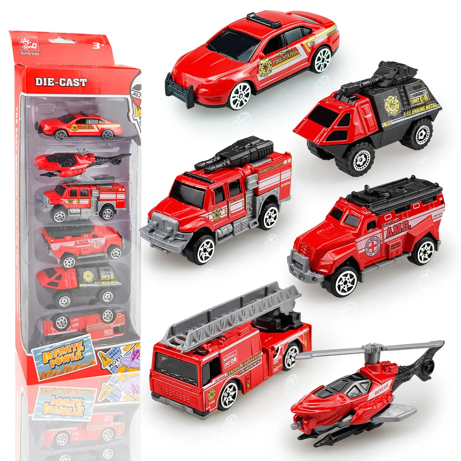 High Quality Wholesale Cheap children's toy diecast car model metal vehicle toy set alloy fire fighting truck toys