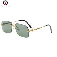 Lunettes de soleil carrées papillon tendance en métal, protection UV400, verres PC sans monture anti-reflet pour hommes