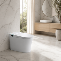 Siège de toilette intelligent avec commande par capteur de pied, commande vocale, auto-nettoyant, eau chauffée et air chaud, à poser au sol, en céramique, 220V