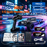HOSHI N517 US Stock Voiture RC haute vitesse 70 km/h 4x4 Échelle 1:12 Nouvelle version 2x BATTERIES Moteur Brushless RTR Voiture RC de cascades