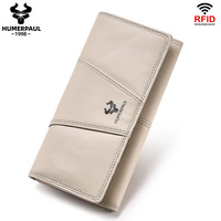 Portefeuille de mode pour femmes en cuir véritable, long, anti-RFID, pochette multi-cartes, doublure en polyester, accessoires de voyage, cadeau
