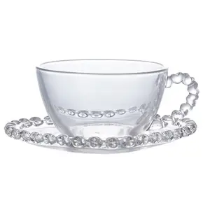 Saucer ile parti Latte kupası benzersiz cam kahve fincanı