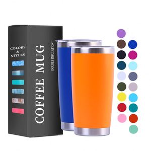 Vente en gros de gobelets isothermes personnalisés de 20 oz en acier inoxydable à double paroi, couleur mate, avec couvercles - Product Image 1