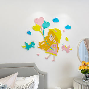 Adesivi <span class=keywords><strong>murali</strong></span> 3D consegna rapida decorazioni per la casa <span class=keywords><strong>palloncini</strong></span> adesivi <span class=keywords><strong>murali</strong></span> ragazza e unicorno in acrilico - Product Image 2